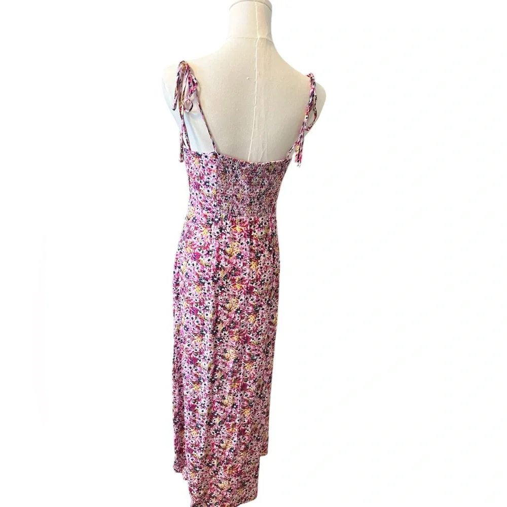 J.Crew Kauai Tie-Shoulder Midi Dress – Size 8 Pink Floral Print‎